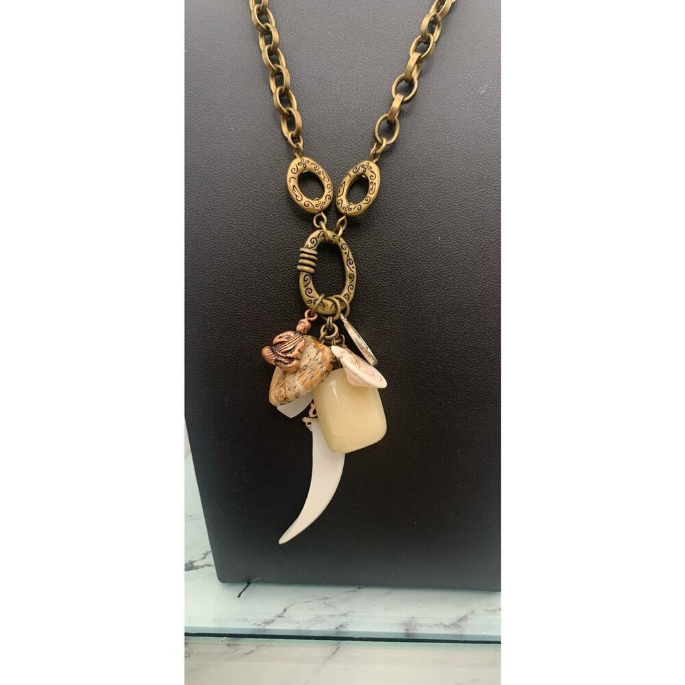 Bronze Tone Boho Peaceful Nature Good Luck Charm Necklace